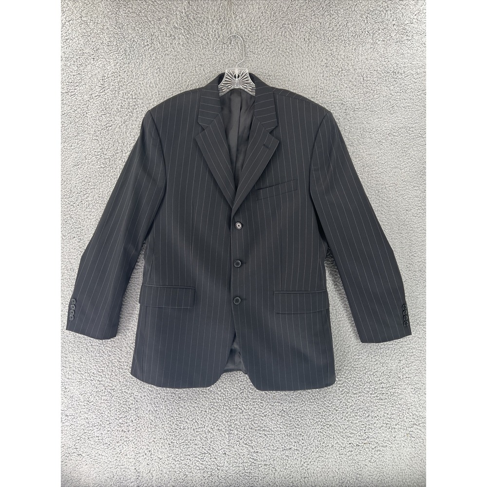 Ralph Ralph‎ Lauren Suit Jacket Blazer Men's 40R Pinstripe Wool Sport Coat Black